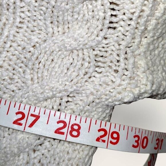 Free People Womens Sweater Sz Small Cotton Cable Knit Vneck Slouchy Oversized - Picture 11 of 12